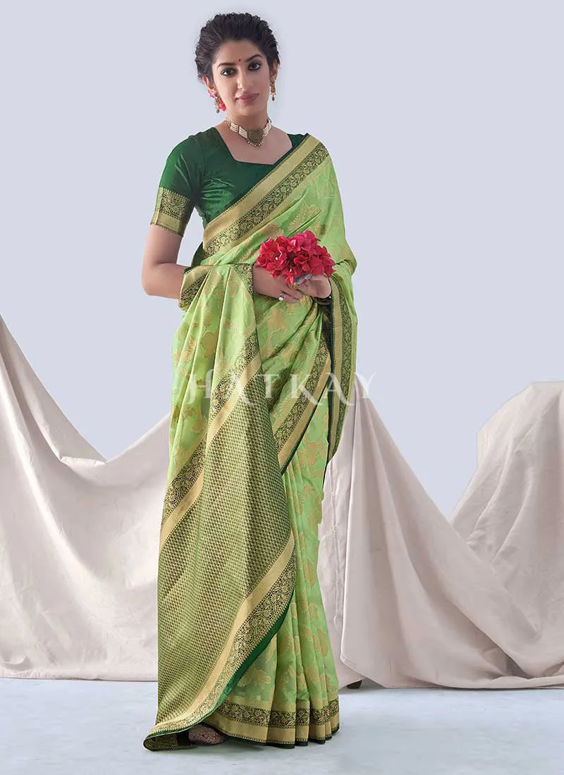 Green Two Tone Paithani Silk Saree