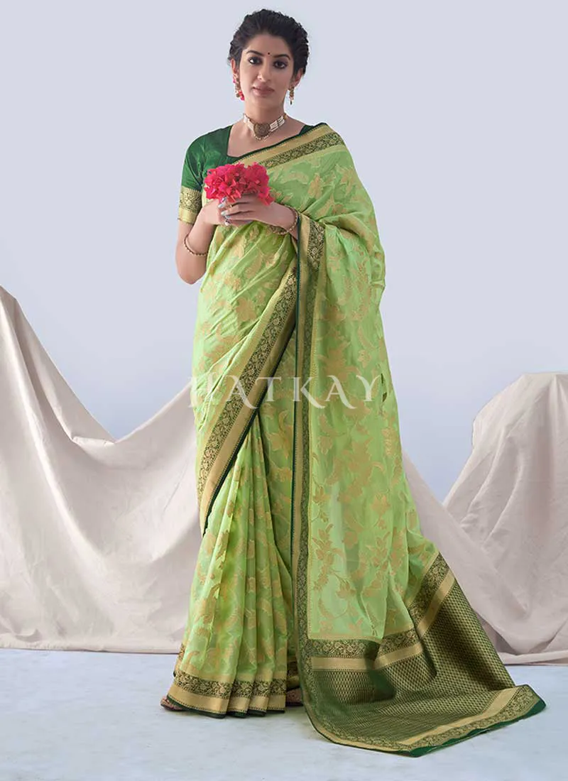 Green Two Tone Paithani Silk Saree