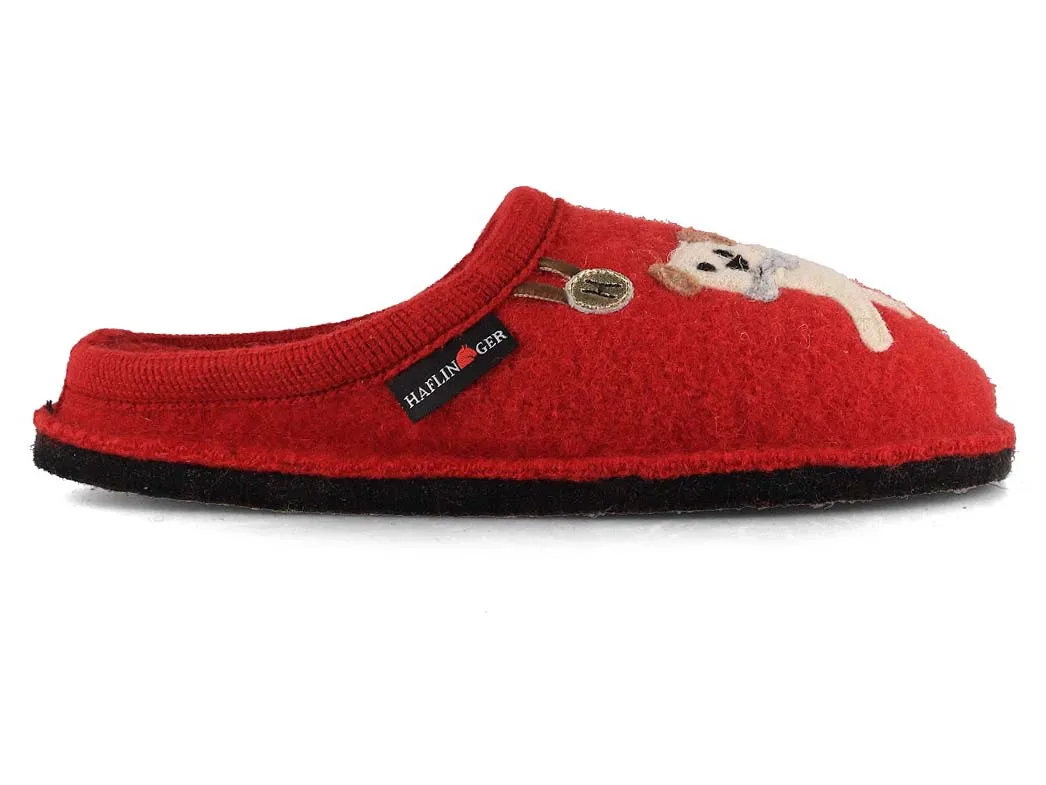 HAFLINGER Women Boiled Wool Slippers 'Flair Fido', paprika