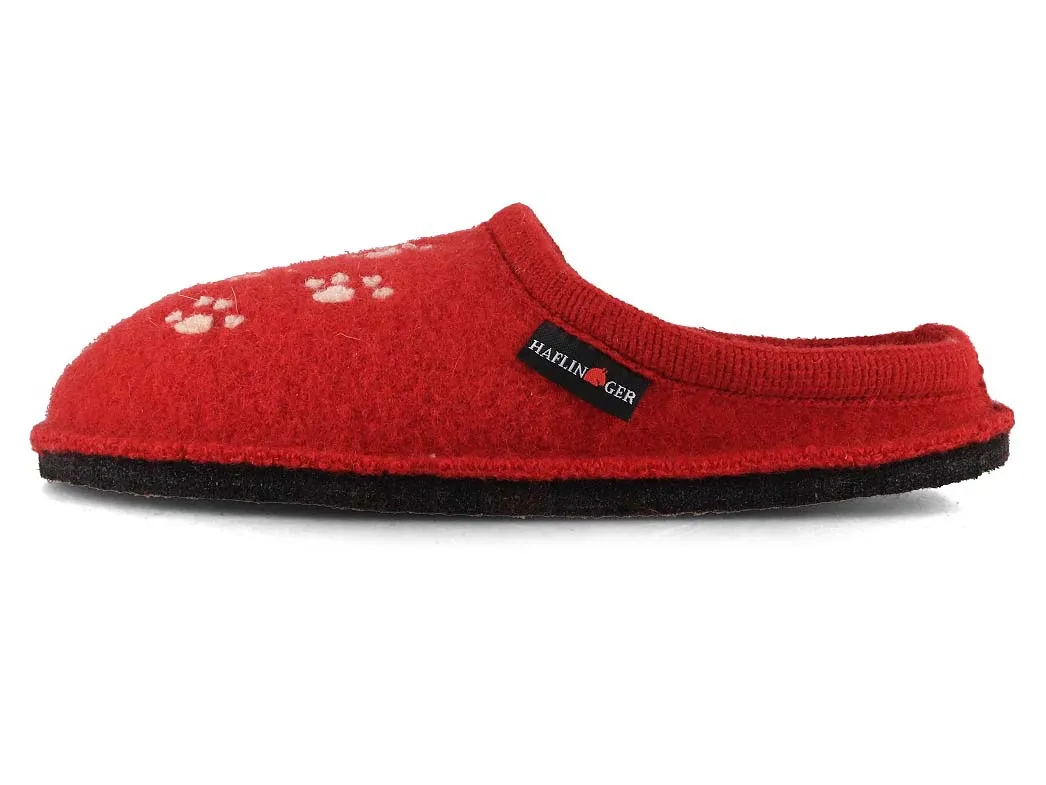HAFLINGER Women Boiled Wool Slippers 'Flair Fido', paprika
