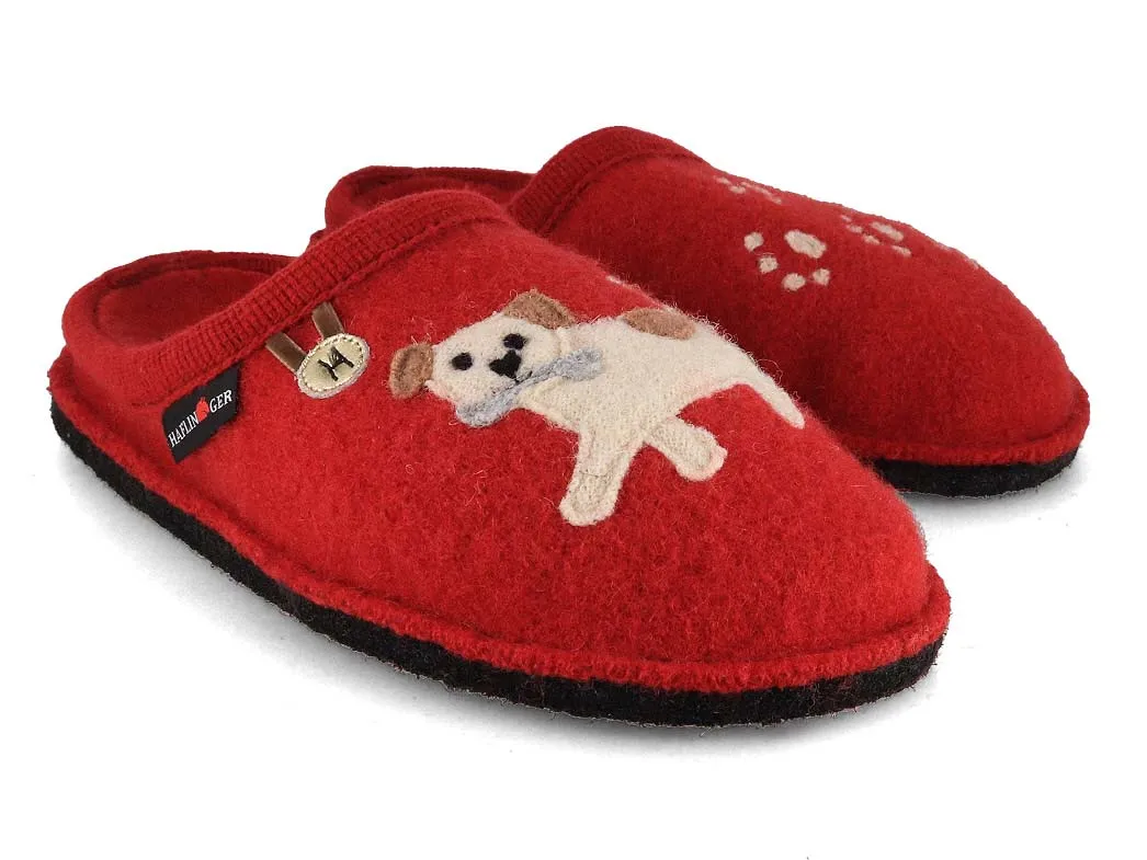 HAFLINGER Women Boiled Wool Slippers 'Flair Fido', paprika