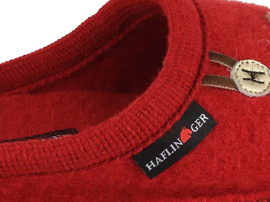 HAFLINGER Women Boiled Wool Slippers 'Flair Fido', paprika