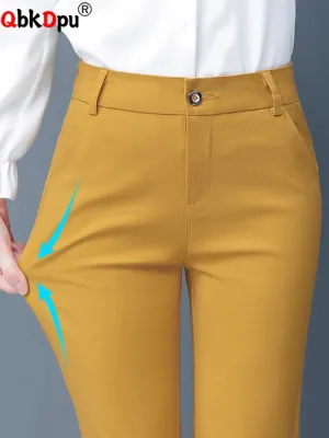 High Waist Slim Fit Pencil Pants – Ankle-Length Trousers for Women