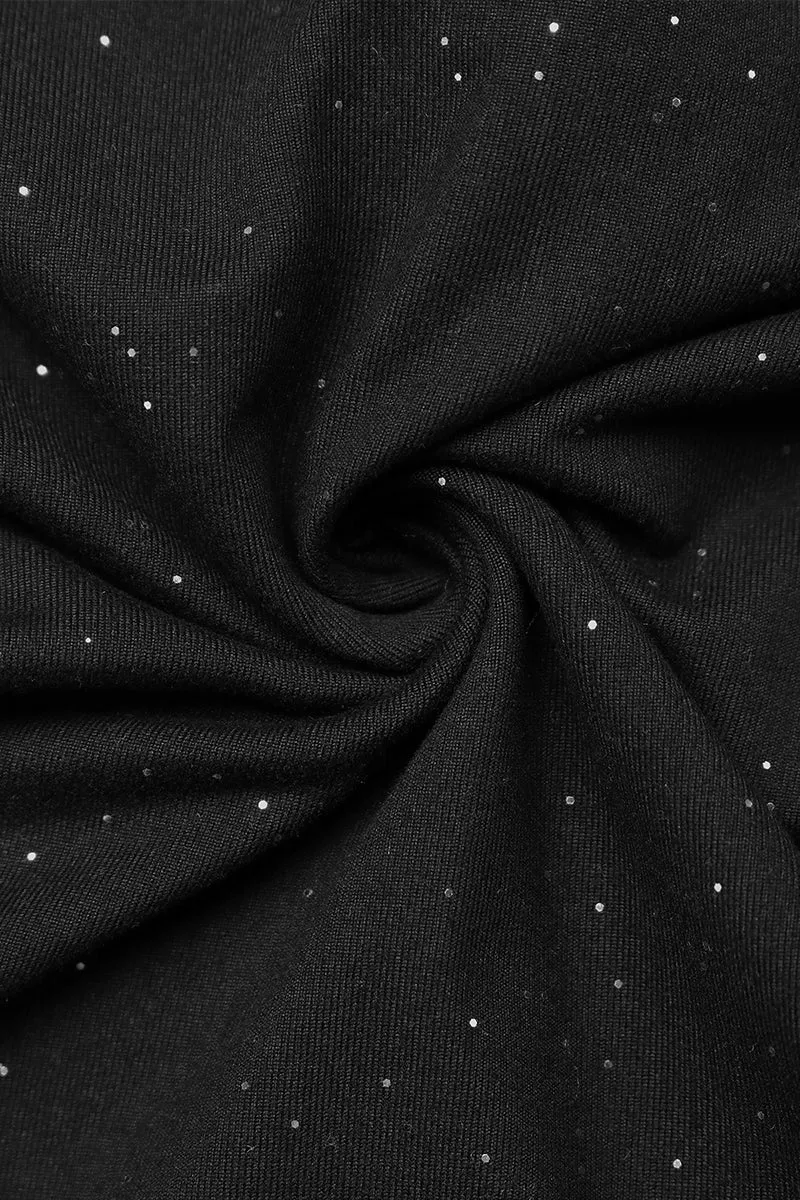 HTZ1075 Strapless Glitter Tube Top with Ruffle Hem