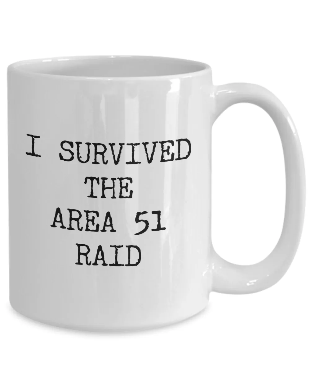 I Survived the Area 51 Raid Mug Funny Alien Coffee Cup