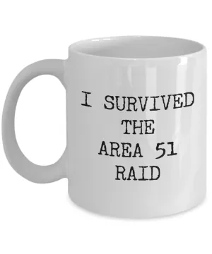 I Survived the Area 51 Raid Mug Funny Alien Coffee Cup