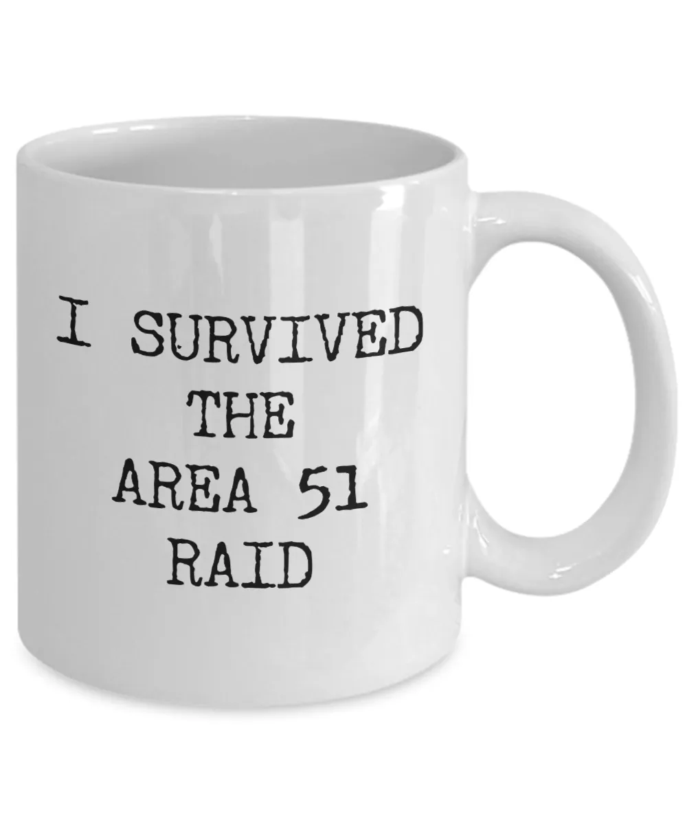 I Survived the Area 51 Raid Mug Funny Alien Coffee Cup