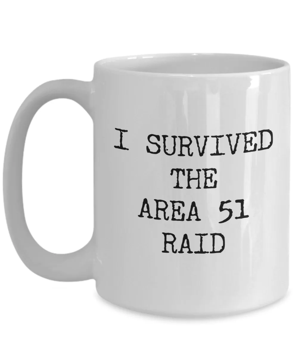 I Survived the Area 51 Raid Mug Funny Alien Coffee Cup