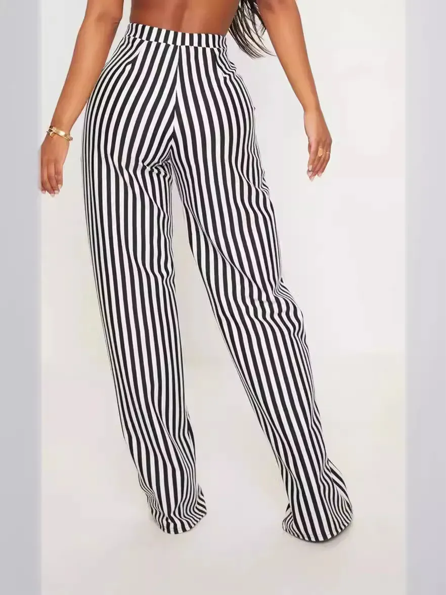 Jade High-Waisted Striped Wide-Leg Pants