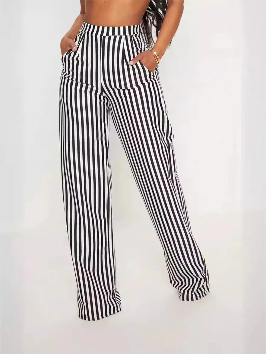 Jade High-Waisted Striped Wide-Leg Pants