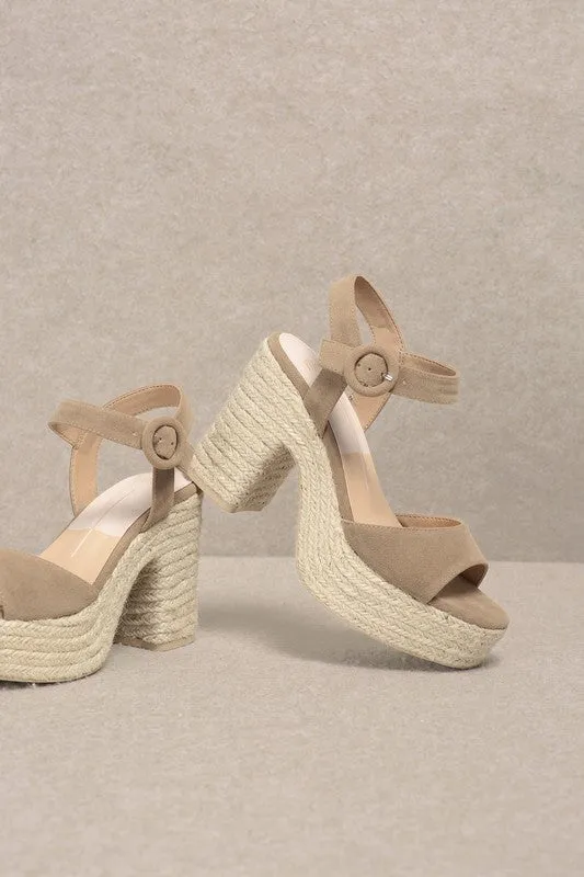 Jana Ankle Strap Espadrille Heels- Taupe