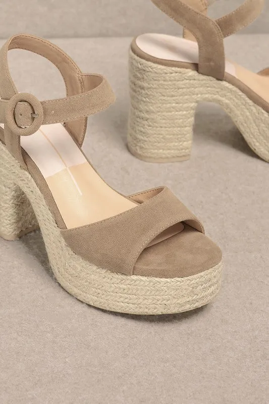 Jana Ankle Strap Espadrille Heels- Taupe