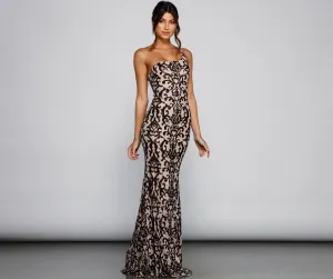 Jasmine One-Shoulder Stylish Sequin Mermaid Dress