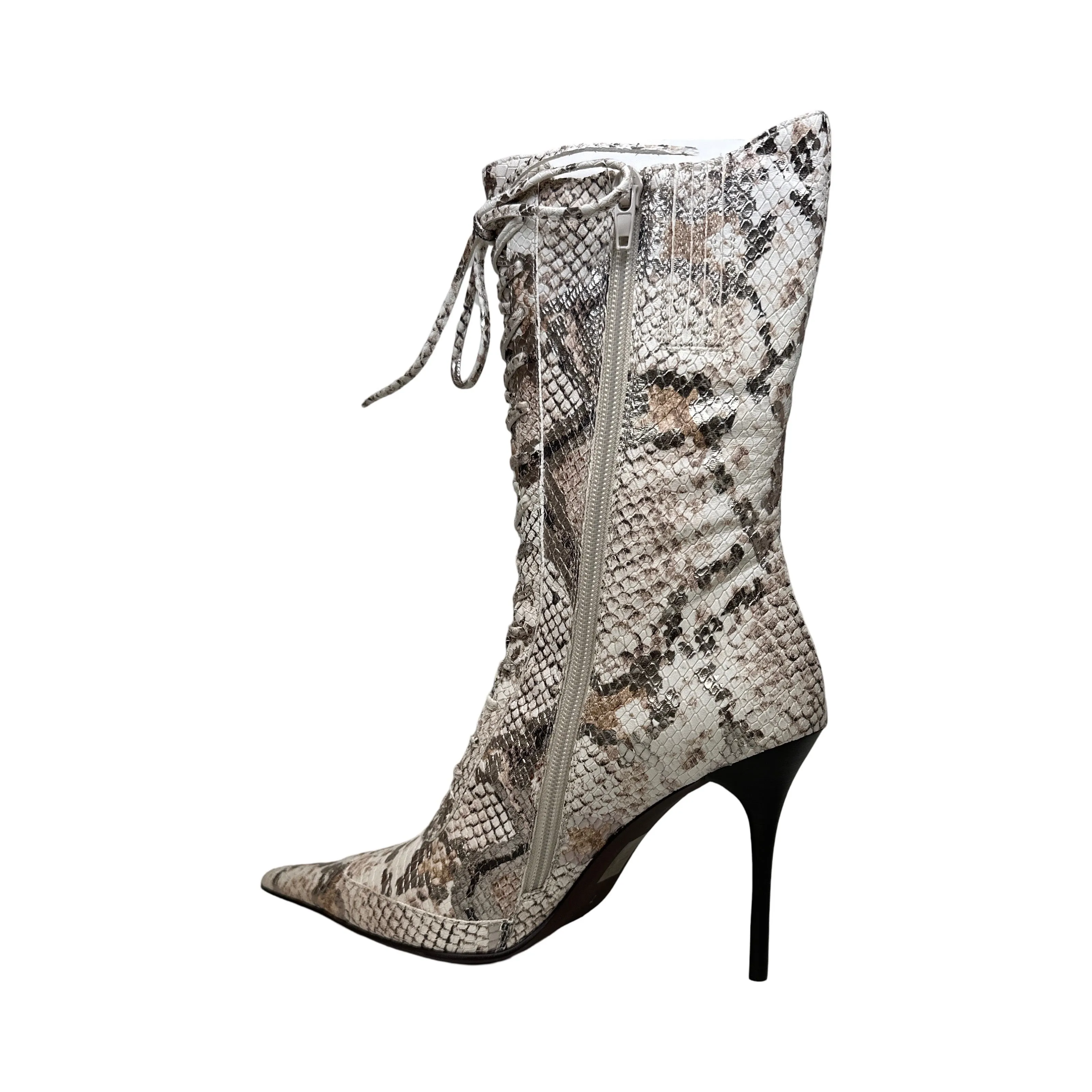 Jeffrey Campbell Beige Gold Python Pointed Toe Heels