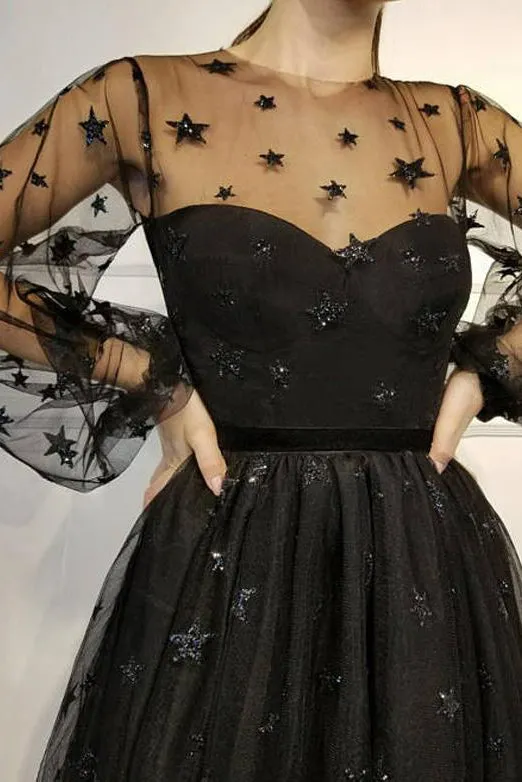 Jewel Long Sleeves Short Homecoming Dress with Appliques OHM006