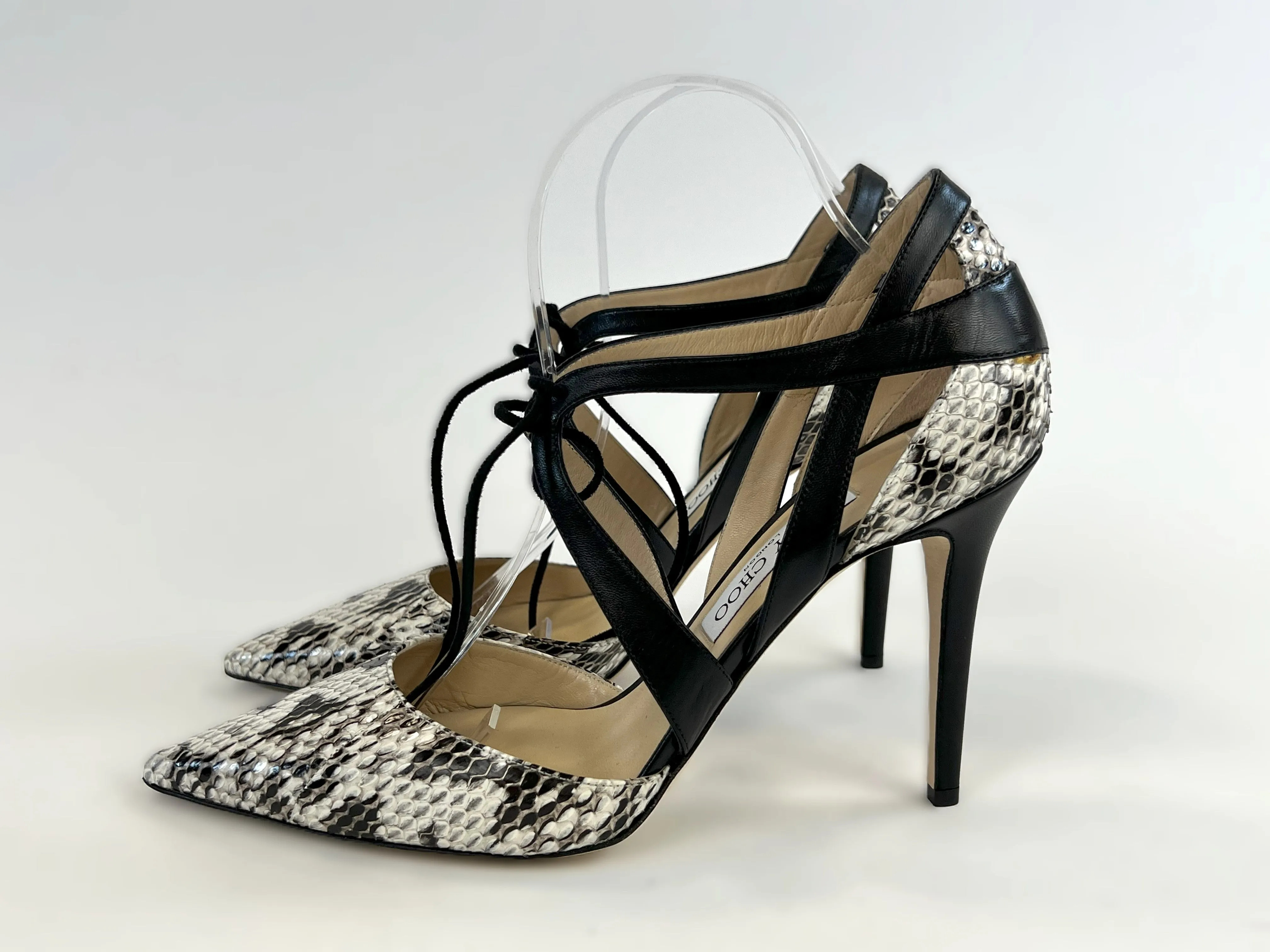 Jimmy Choo Exotic Leather Point Toe Strappy Heels Size 40