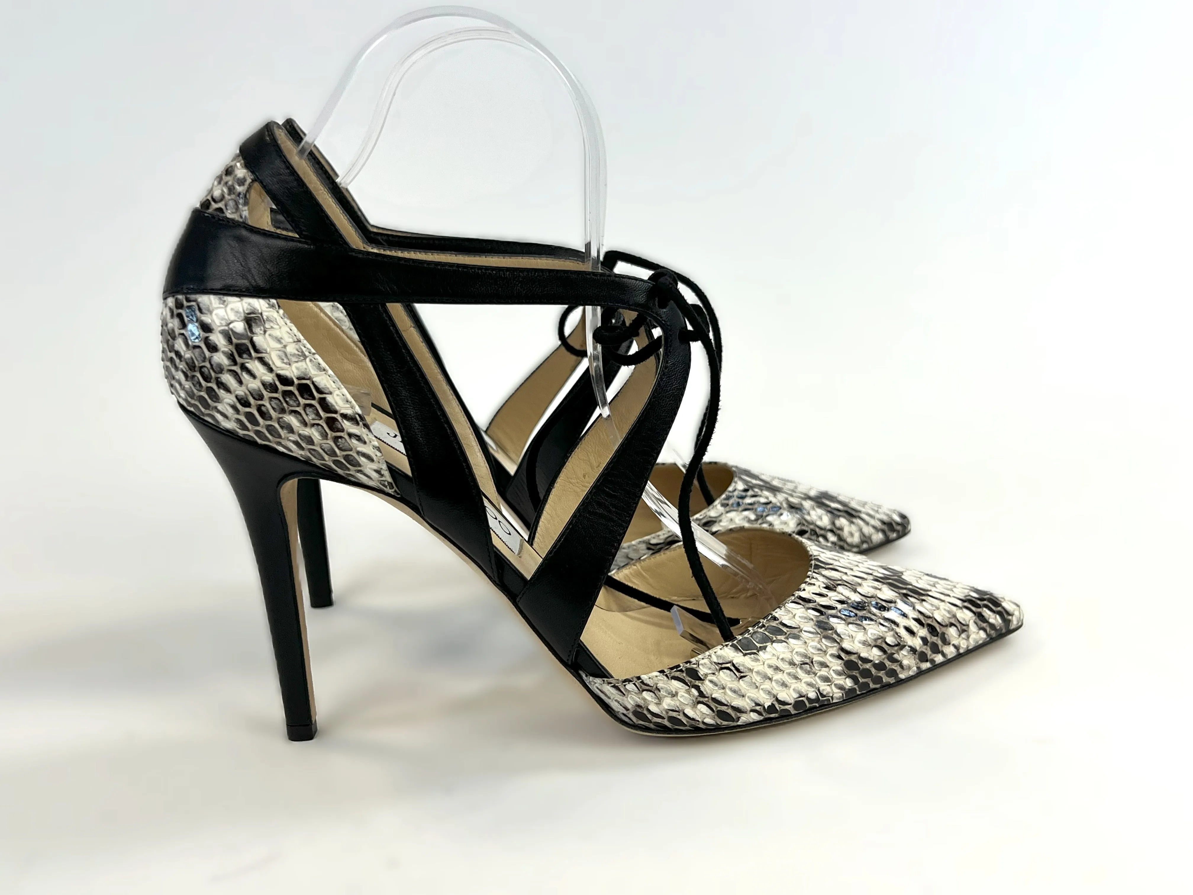 Jimmy Choo Exotic Leather Point Toe Strappy Heels Size 40