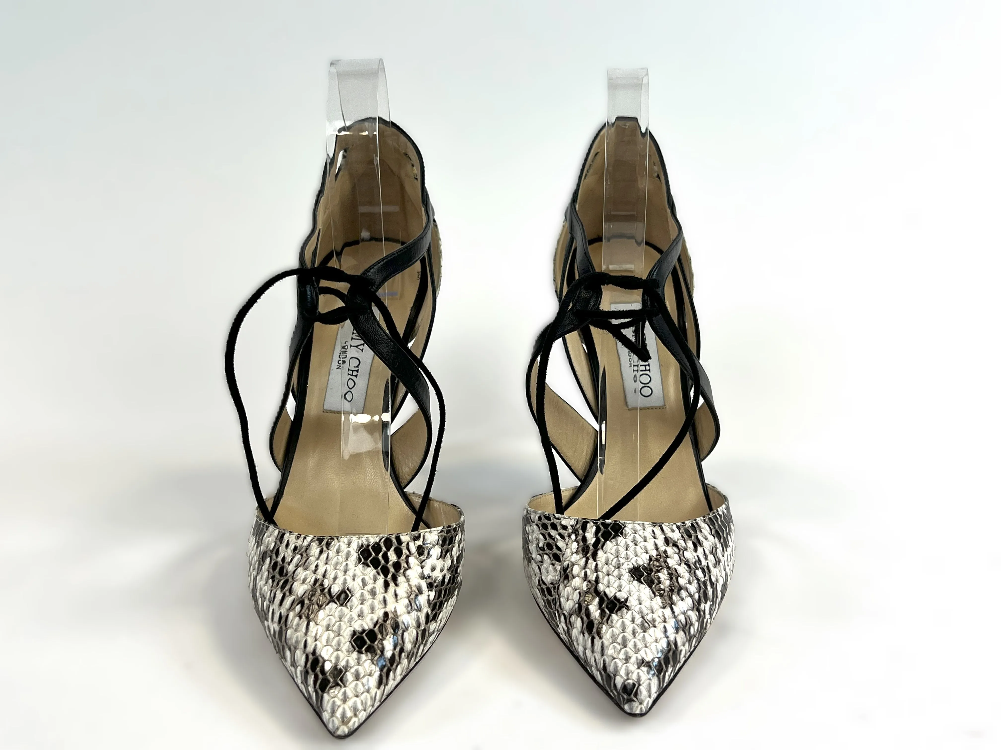 Jimmy Choo Exotic Leather Point Toe Strappy Heels Size 40