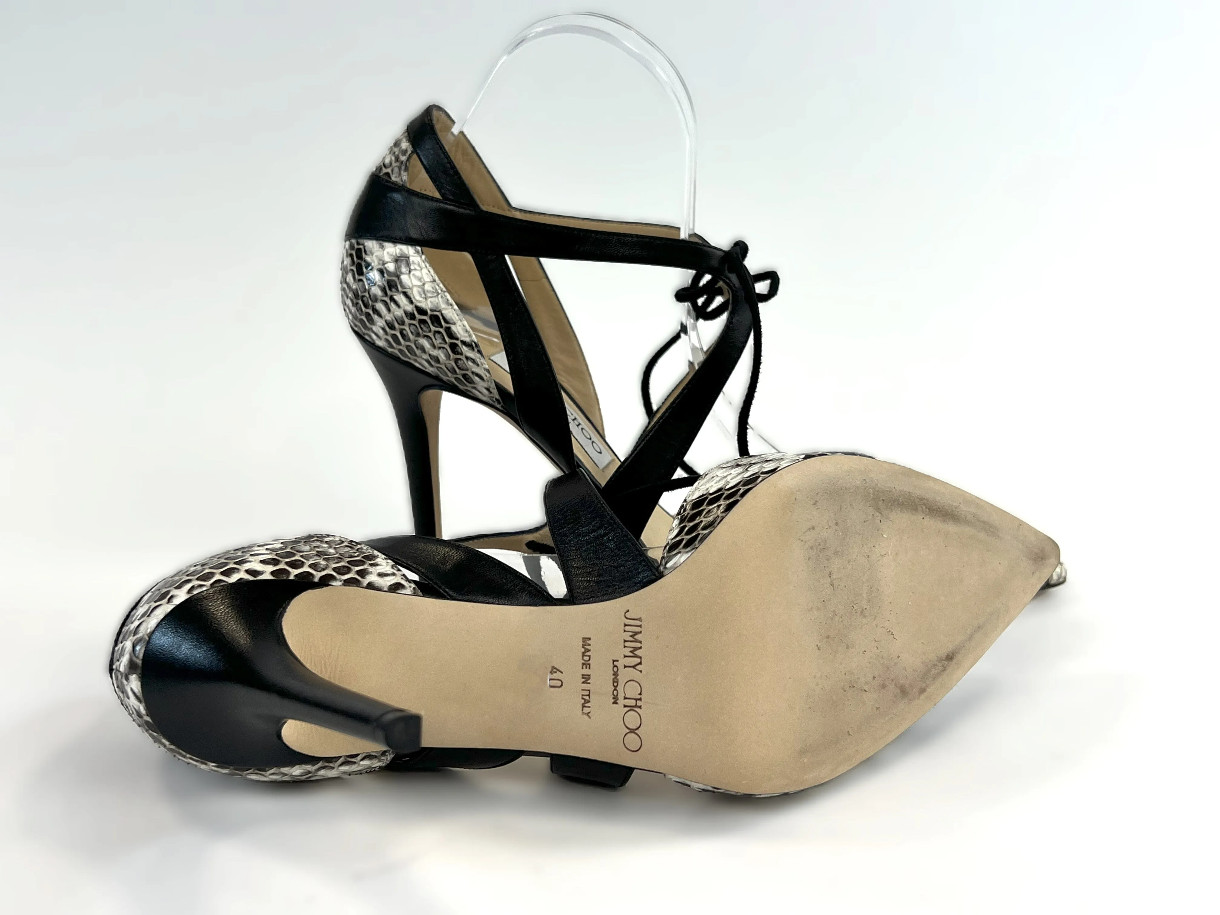 Jimmy Choo Exotic Leather Point Toe Strappy Heels Size 40