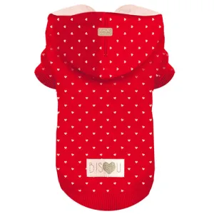 Juliette Heart Print Hooded Fleece Dog Jacket