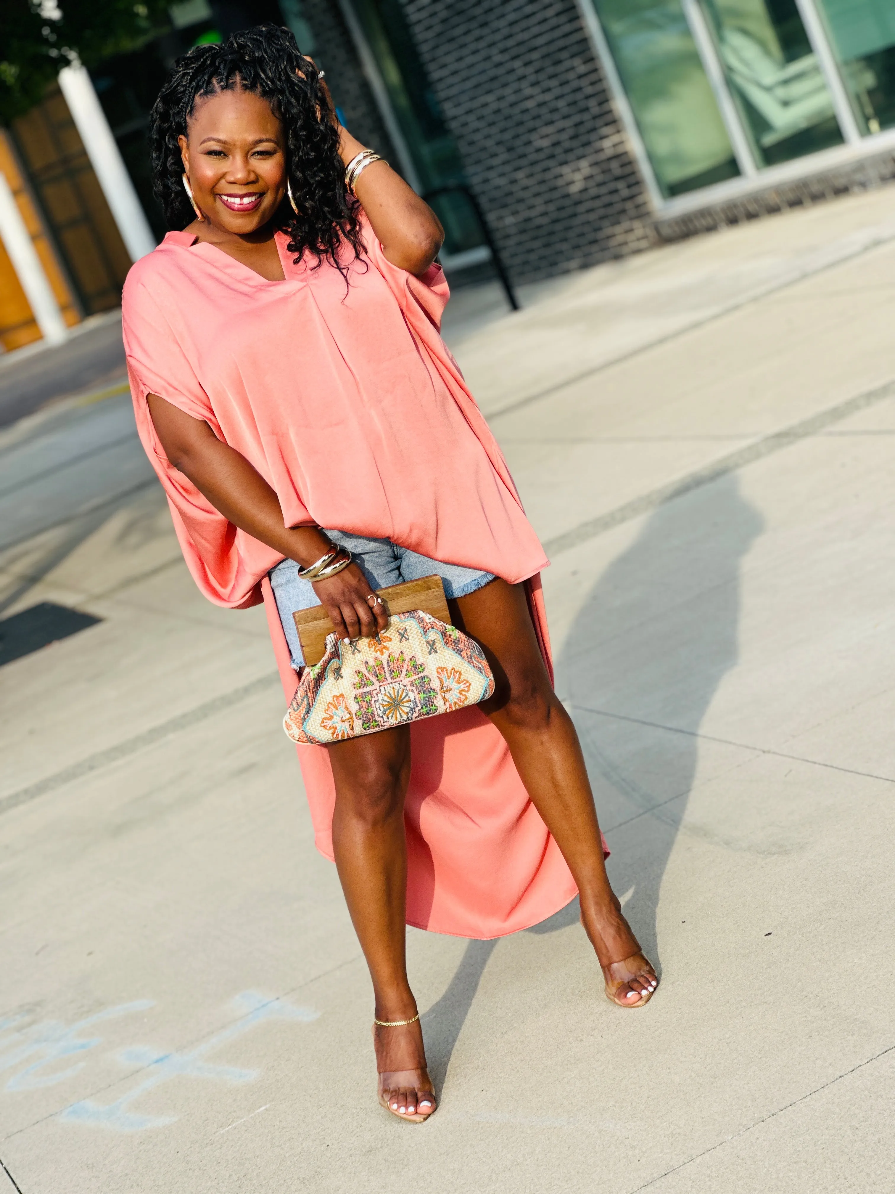 Just Peachy High-Low Dress