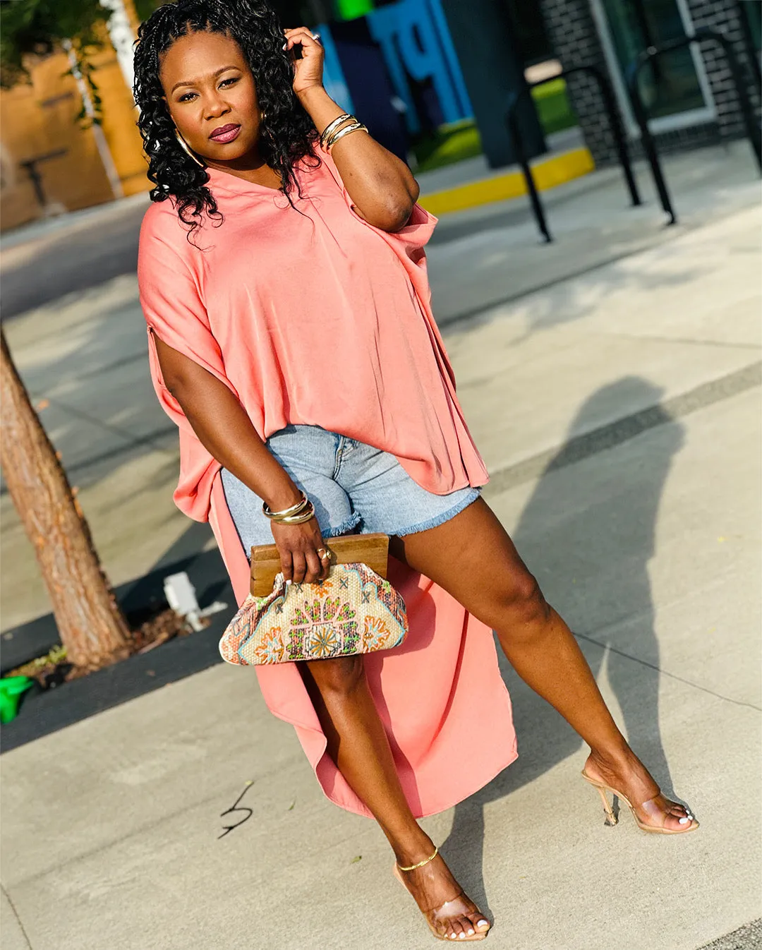 Just Peachy High-Low Dress