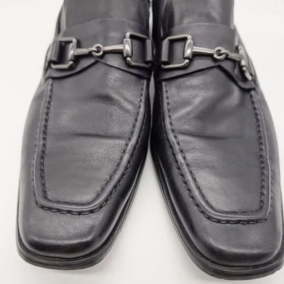 Kenneth Cole New York Black Horse-bit Square Toe Black Slip on Loafer Size 10