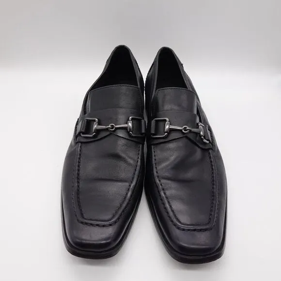 Kenneth Cole New York Black Horse-bit Square Toe Black Slip on Loafer Size 10