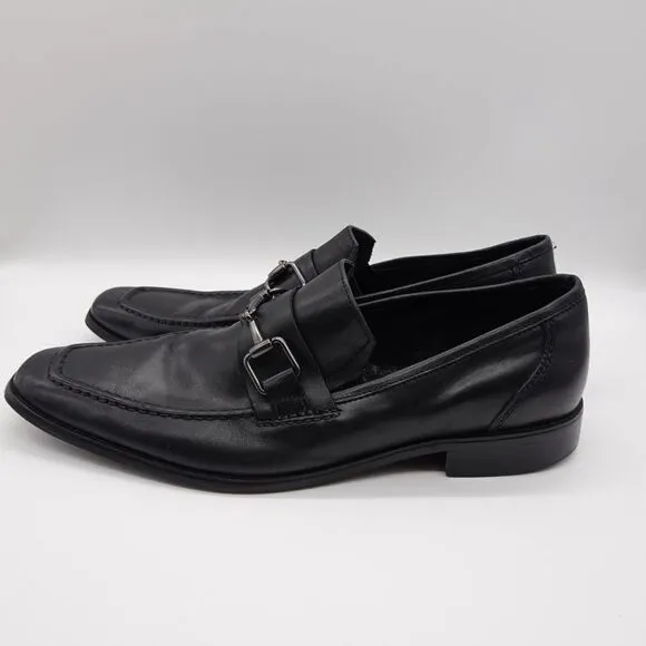 Kenneth Cole New York Black Horse-bit Square Toe Black Slip on Loafer Size 10