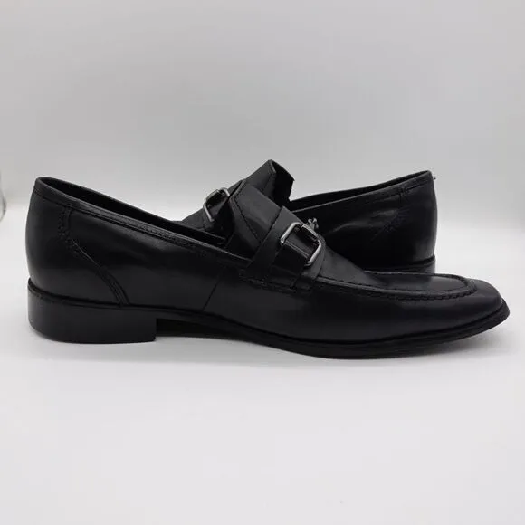 Kenneth Cole New York Black Horse-bit Square Toe Black Slip on Loafer Size 10
