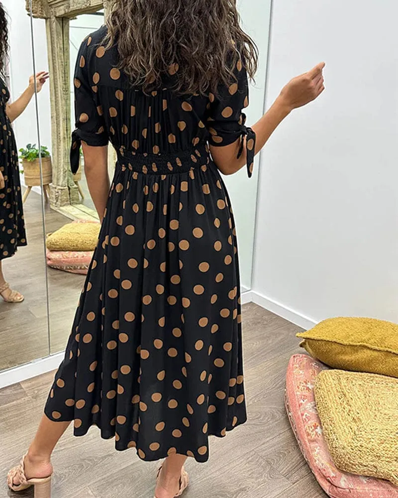 Kimberly | Polka Dots V-Neck Dress