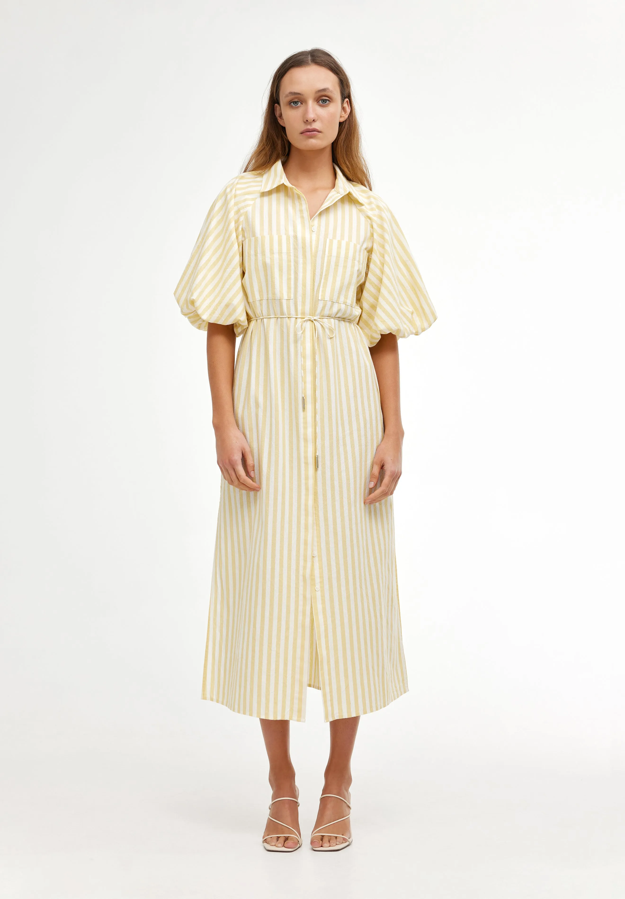 KINNEY ZOYA SHIRT DRESS LEMON STRIPE