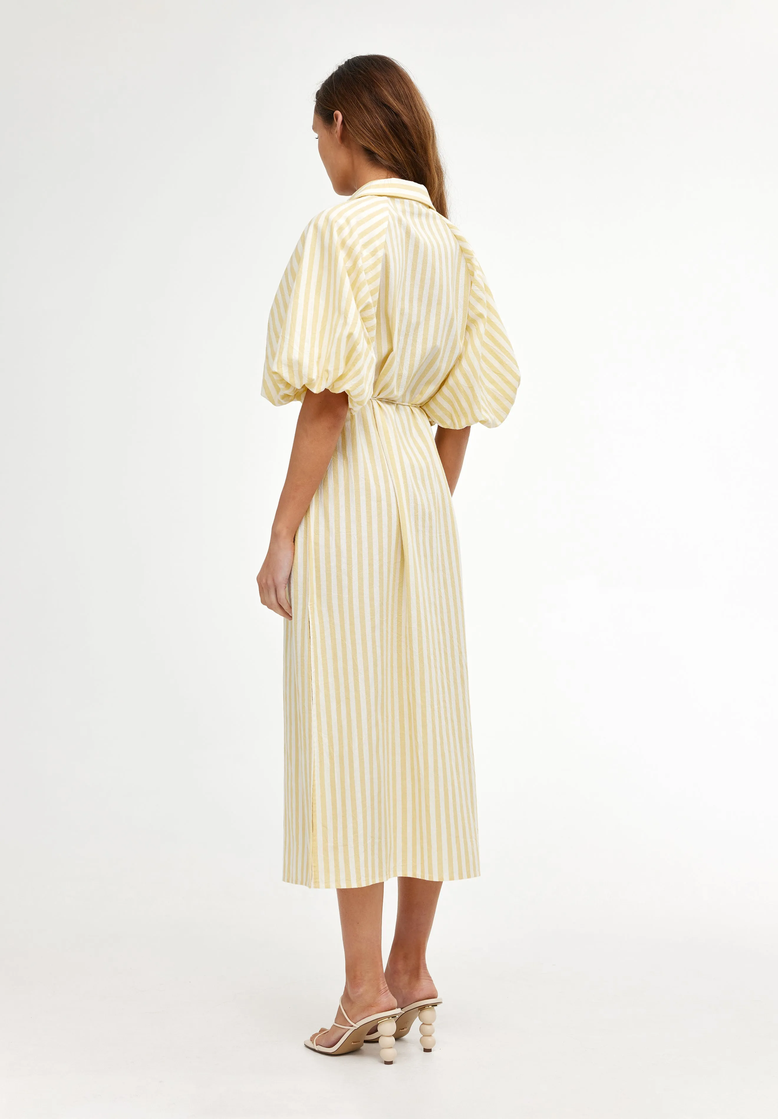 KINNEY ZOYA SHIRT DRESS LEMON STRIPE