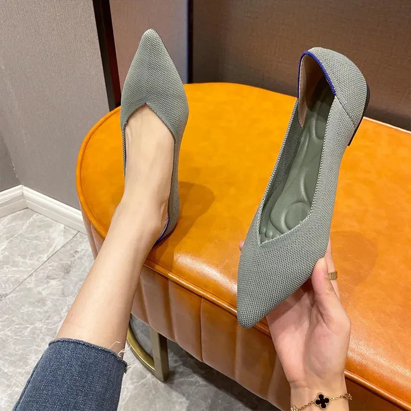 Knit Slip on Flat Shoes Women Mesh Loafers Stretch Ballet Shallow Flats Dress Shoes Moccasins Comfort Ballet Flats