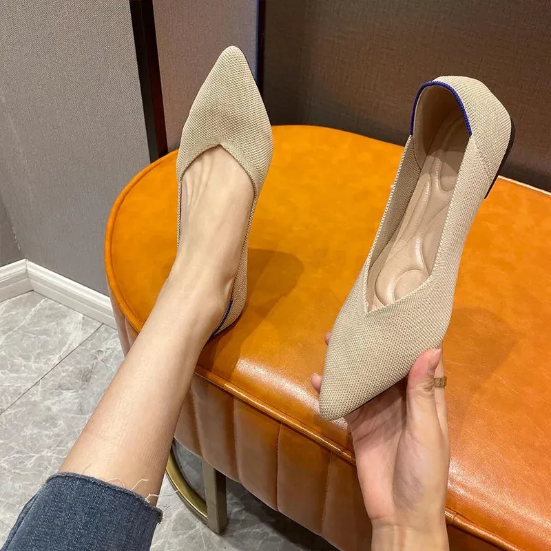 Knit Slip on Flat Shoes Women Mesh Loafers Stretch Ballet Shallow Flats Dress Shoes Moccasins Comfort Ballet Flats