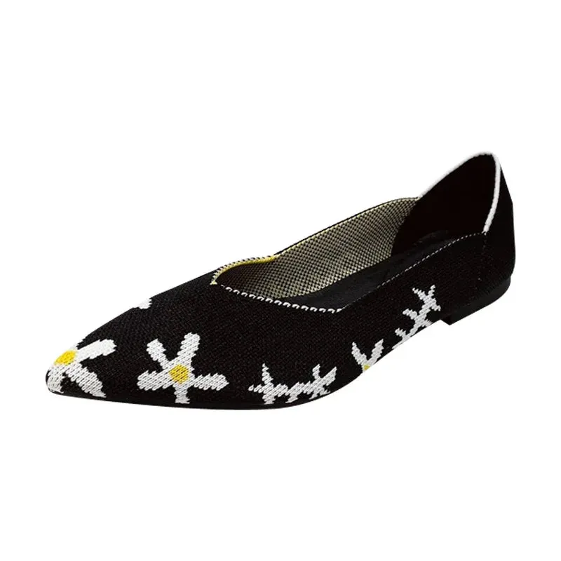 Knit Slip on Flat Shoes Women Mesh Loafers Stretch Ballet Shallow Flats Dress Shoes Moccasins Comfort Ballet Flats
