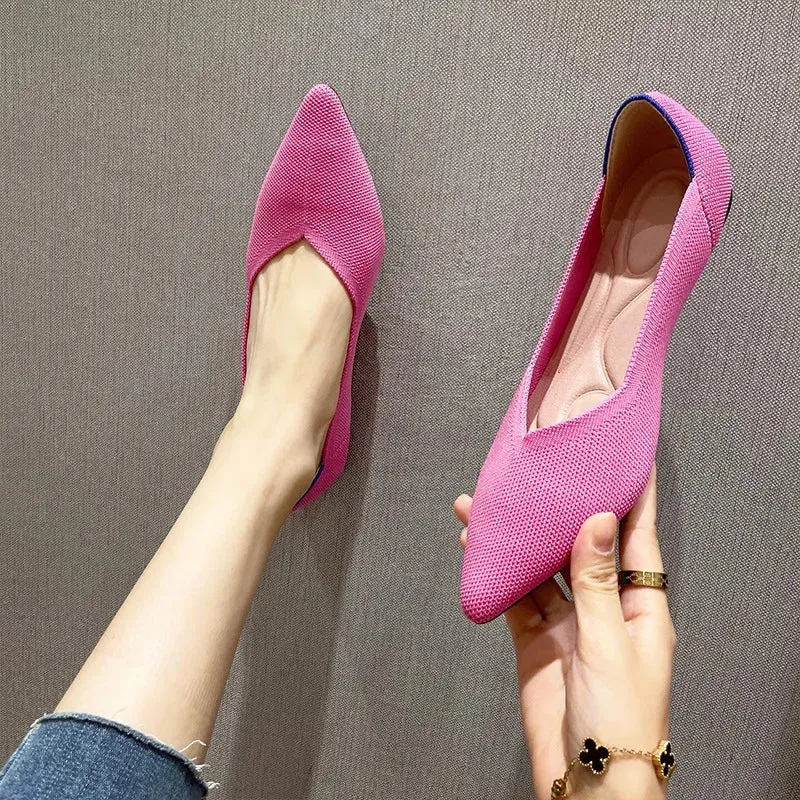 Knit Slip on Flat Shoes Women Mesh Loafers Stretch Ballet Shallow Flats Dress Shoes Moccasins Comfort Ballet Flats