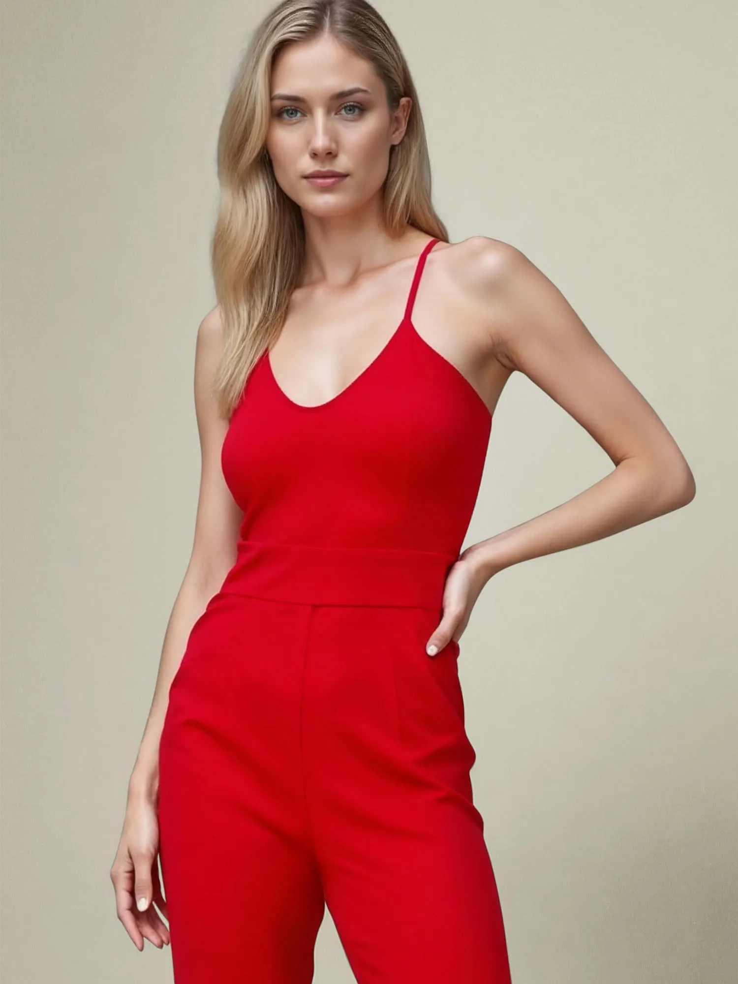 Lace Bodice V Neck Jumpsuit