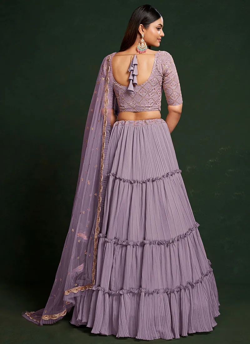 Lavender Sequence Embroidered Festive Lehenga Choli