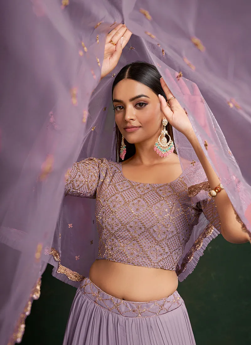 Lavender Sequence Embroidered Festive Lehenga Choli