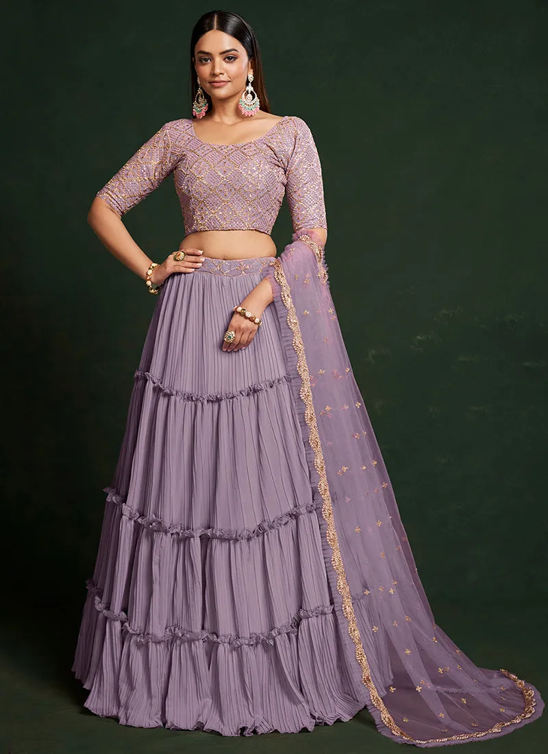 Lavender Sequence Embroidered Festive Lehenga Choli