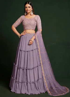 Lavender Sequence Embroidered Festive Lehenga Choli