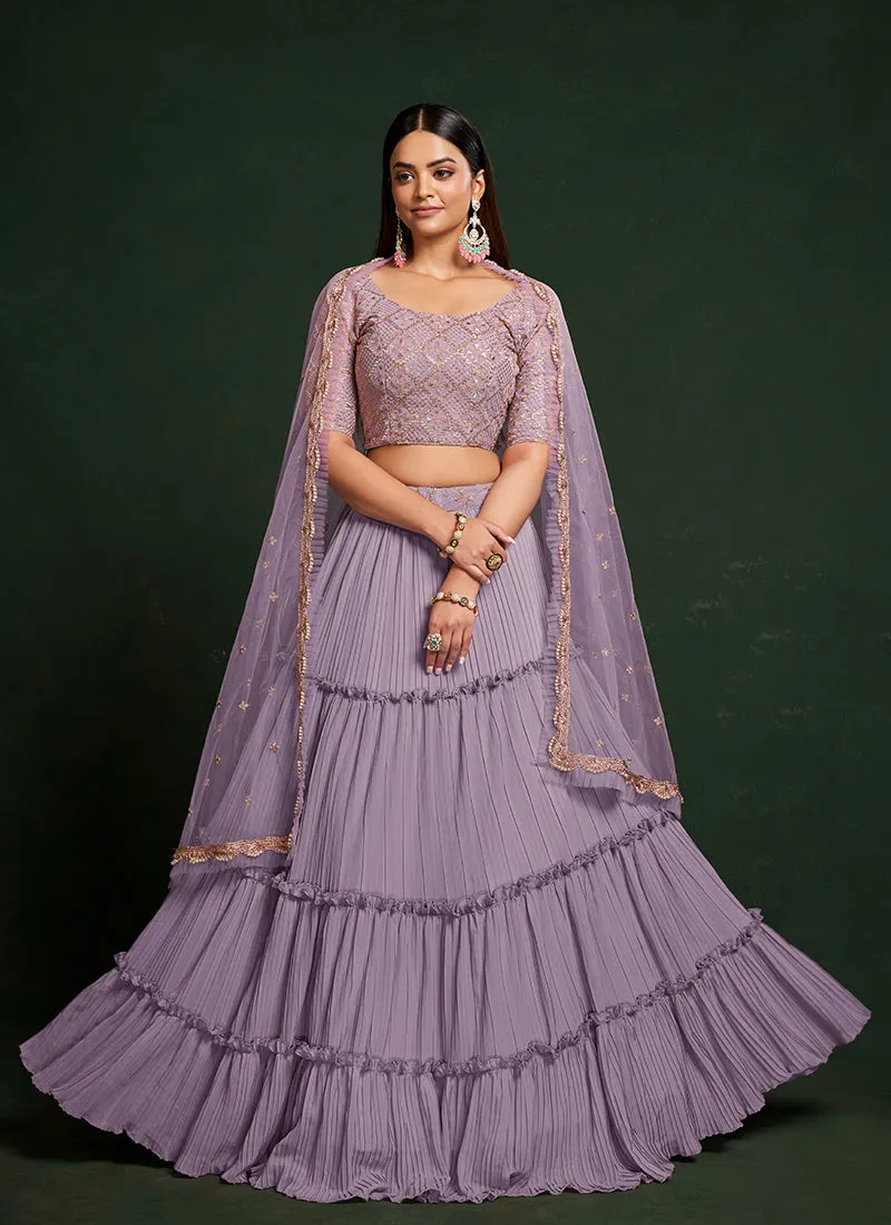 Lavender Sequence Embroidered Festive Lehenga Choli