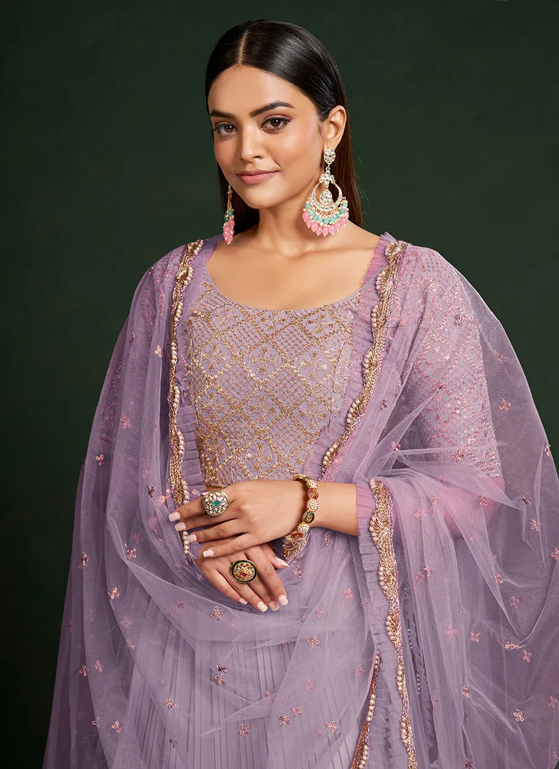 Lavender Sequence Embroidered Festive Lehenga Choli