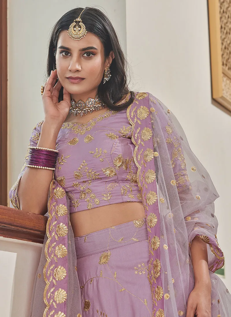 Lavender Sequence Embroidery Festive Lehenga Choli