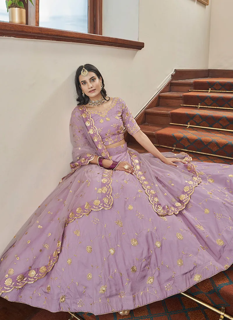Lavender Sequence Embroidery Festive Lehenga Choli