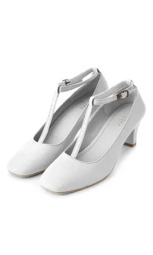 LEATHER MIDI HEELS SHOES