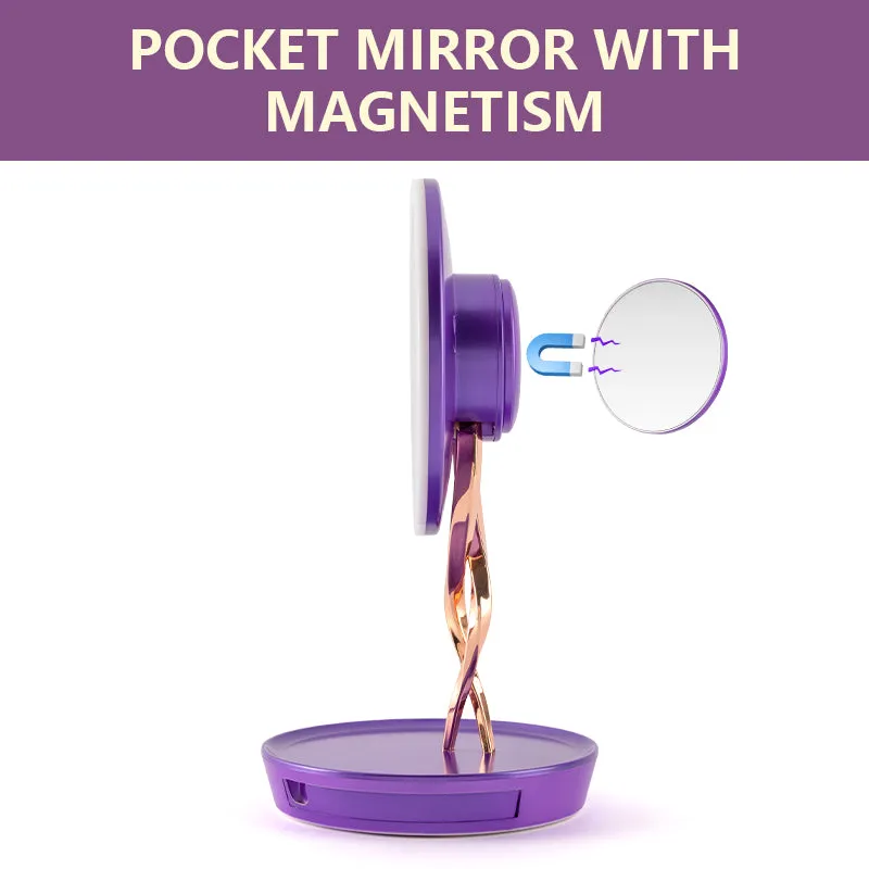 led lighted makeup mirror with 10X Magnifiying base storage drawer