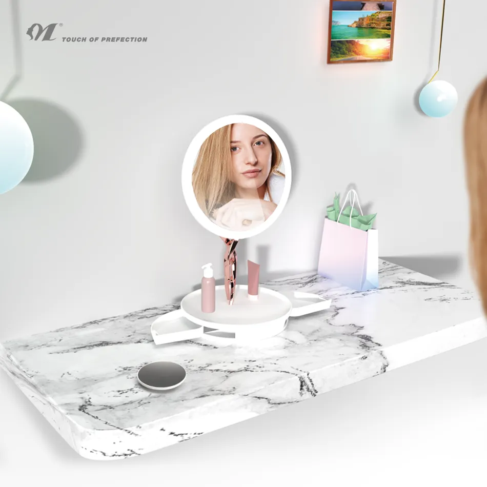 led lighted makeup mirror with 10X Magnifiying base storage drawer