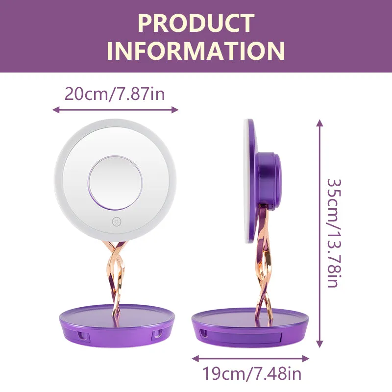 led lighted makeup mirror with 10X Magnifiying base storage drawer